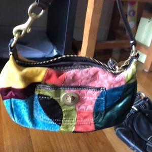 Multiple color velvet Coach bag